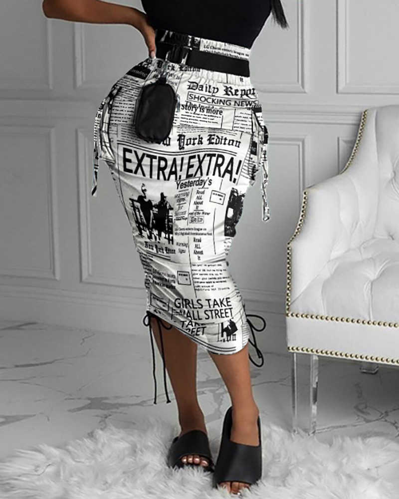 Pencil Skirt spaper Camo Printing Stretch Women Bodycon Tube Womens Ladies Plus Size Long s Autumn Spring Maxi 210621