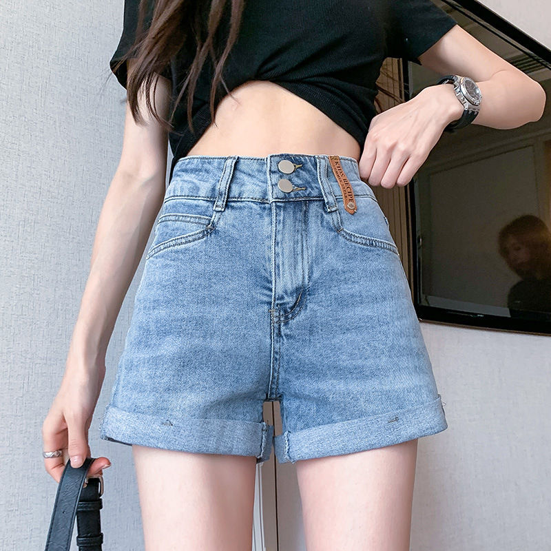 women's jeans denim shorts 2021 summer thin fashion high waist abdomen a-line curl loose pants, Blue
women's jeans denim shorts 2021 summer thin fashion high waist abdomen a-line curl loose pants, Blue