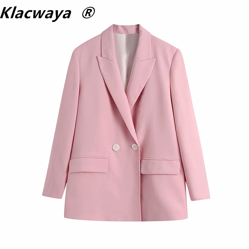 Women Fashion Double Breasted Loose Fitting Blazers Vintage Long Sleeve Pockets Female Outerwear Chic Veste Femme 210521, Pink
Women Fashion Double Breasted Loose Fitting Blazers Vintage Long Sleeve Pockets Female Outerwear Chic Veste Femme 210521, Pink