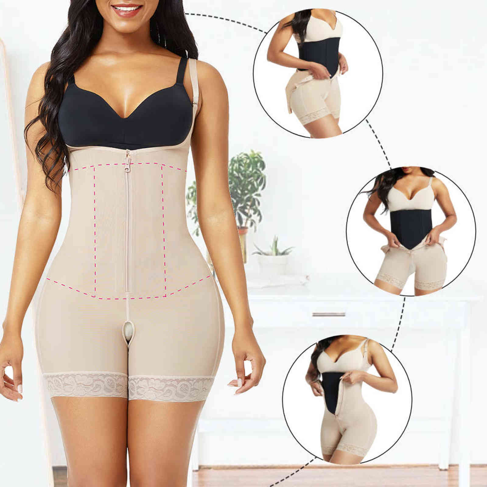 HEXIN Women Body Shaper bbl faja Beige Postpartum Recovery Compression Board Abdominal Board Flattering Ab Board Liposiction 211112