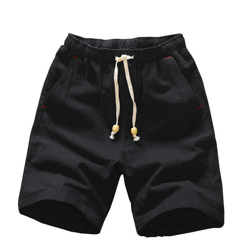 Summer Cotton Shorts Loose Men's Casual Short Joggers Black White Drawstring Waist Bermuda Men Plus Size 4XL 5XL 210629