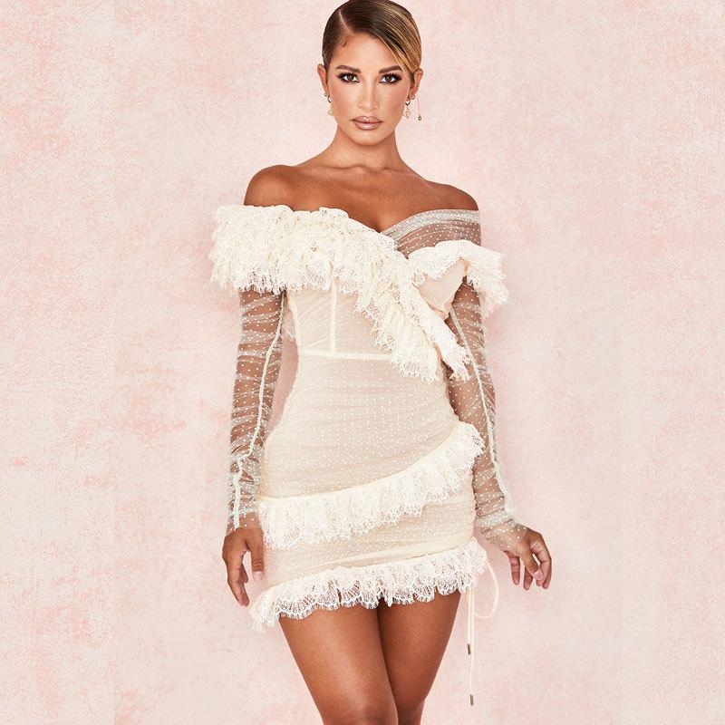 Women Mesh Tulle Mini Lace Dress Hollow Out Sleeveless V Neck Sexy Bodycon Vestidos Summer Casual Dresses