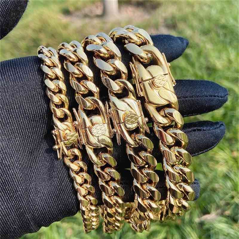 6mm 8mm10mm12mm 14mm 16mm 18mm Miami Cuba Gold Faucet Stainls Steel Chain Necklace282s