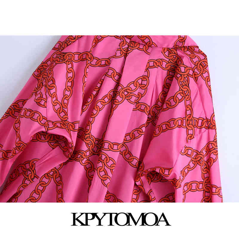 Women Chic Fashion Oversized Chain Print Midi Dress Long Sleeve Soft Touch Female Dresses Vestidos Mujer 210420