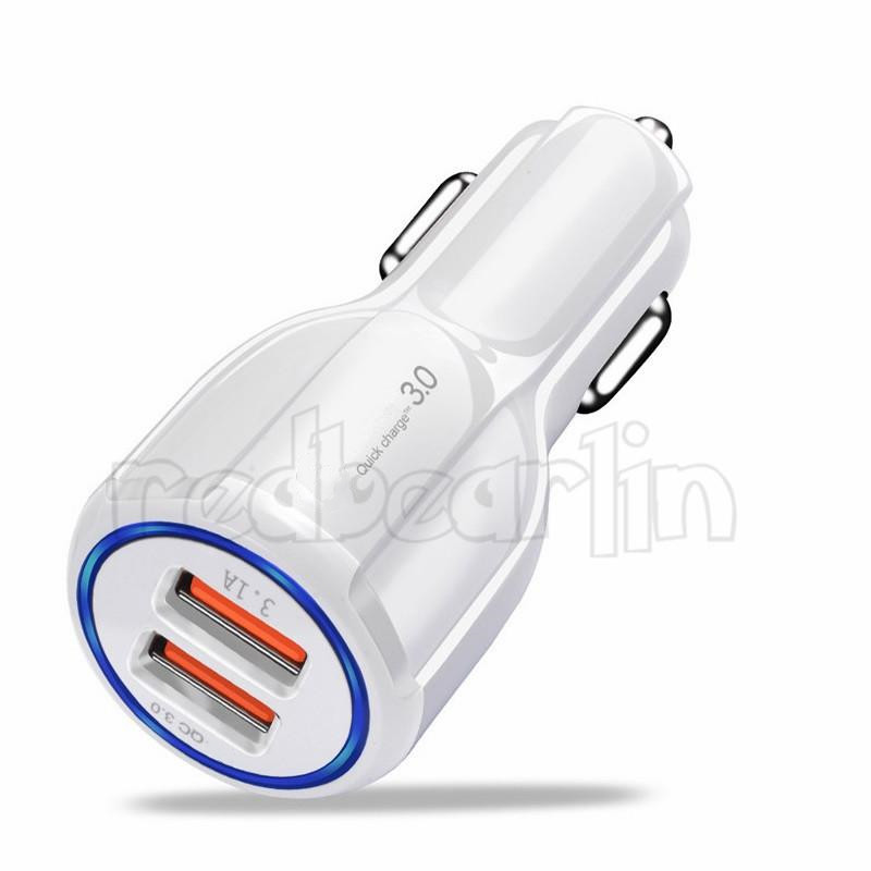 Fast Quick Charge QC3.0 Dual Usb Car Charger 5V 3.1A 30W 18W Power Adapter Chargers For iphone 11 12 13 14 Samsung Note 10 S22 S23 htc phone Plugs