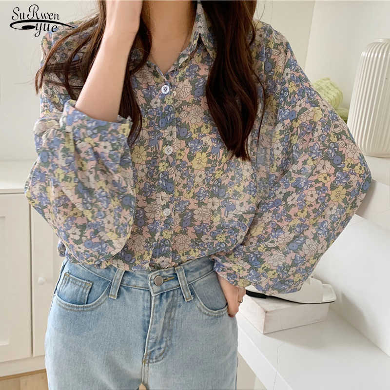 Casual Chiffon Blouse Women Print Long Sleeve Women Shirt Autumn Floral Korean Top Cardigan Lady Clothing Blusas 10312 210527, Blue
Casual Chiffon Blouse Women Print Long Sleeve Women Shirt Autumn Floral Korean Top Cardigan Lady Clothing Blusas 10312 210527, Blue