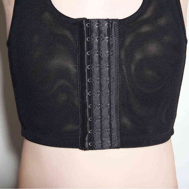 Ruoru Tomboy Chest Binder Les Lesbian Casual Breathable Binder Trans Tank Top Vest Tomboy Binder Bra Plus Size Buckle Short 211112