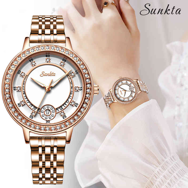 Zegarek Damski SUNTKA Luxury Women Watches Diamond Stainless Steel Bracelet Watch Women Fashion Waterproof Quartz Watch Gift+Box 210517, White
Zegarek Damski SUNTKA Luxury Women Watches Diamond Stainless Steel Bracelet Watch Women Fashion Waterproof Quartz Watch Gift+Box 210517, White