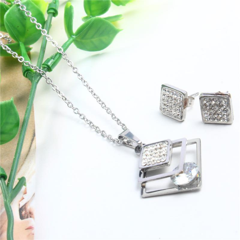 Earrings & Necklace XUANHUA Fashion Stainless Steel Geometry Zircon Wedding Jewelry Sets For Women Dubai African Parure Bijoux Femme, Silver
Earrings & Necklace XUANHUA Fashion Stainless Steel Geometry Zircon Wedding Jewelry Sets For Women Dubai African Parure Bijoux Femme, Silver