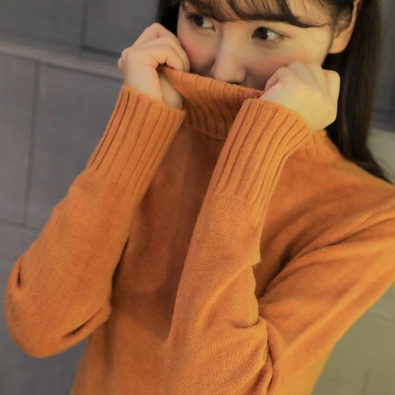 Autumn Winter Women Knitted Sweaters Pullovers Turtleneck Long Sleeve Solid Color Slim Elastic Short Sweater Women's