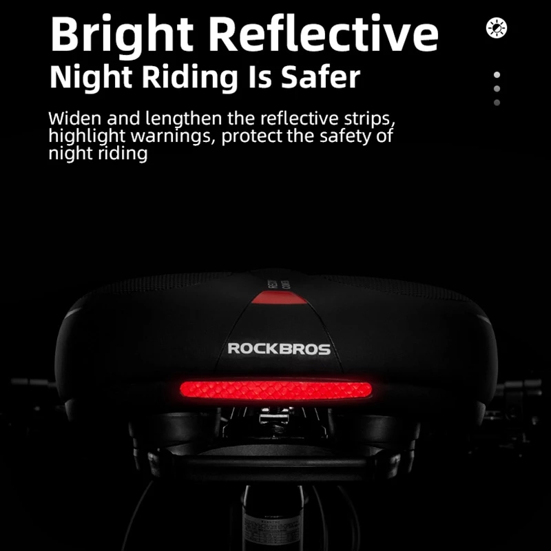 ROCKBROS Road Bike Saddles Rainproof PU Surface Soft Memory Sponge Shockproof Bikes Seat MTB Saddle Reflective Bicycle Cushion8219