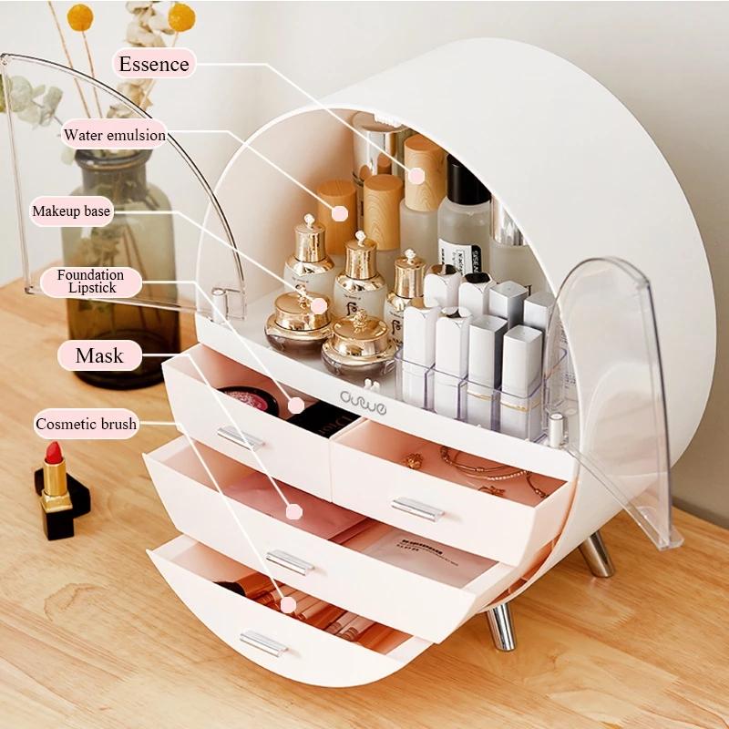 Cosmetic Bags & Cases Acrylic Transparent Box Double-door Makeup Organizer Desktop Waterproof Case Storage Boxs
