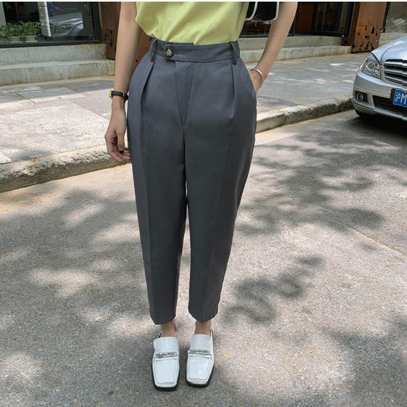High Waist Suit Pants Women Casual Loose Straight Radish Harem Summer OL Female Trousers Pantalon Mujer 210421