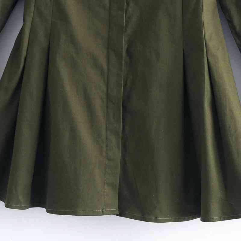 Women Army Green Slim Mini Shirt Dress Female Turndown Collar Long Sleeve Clothes Casual Lady Vestido D7018 210430
