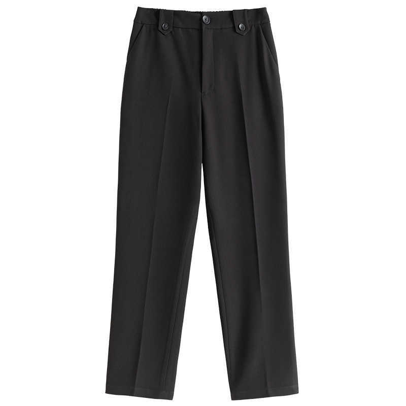 DUSHU Loose Office Lady Women's Black Casual Pants Thin Nine Spring Straight Cigarette Women 211115