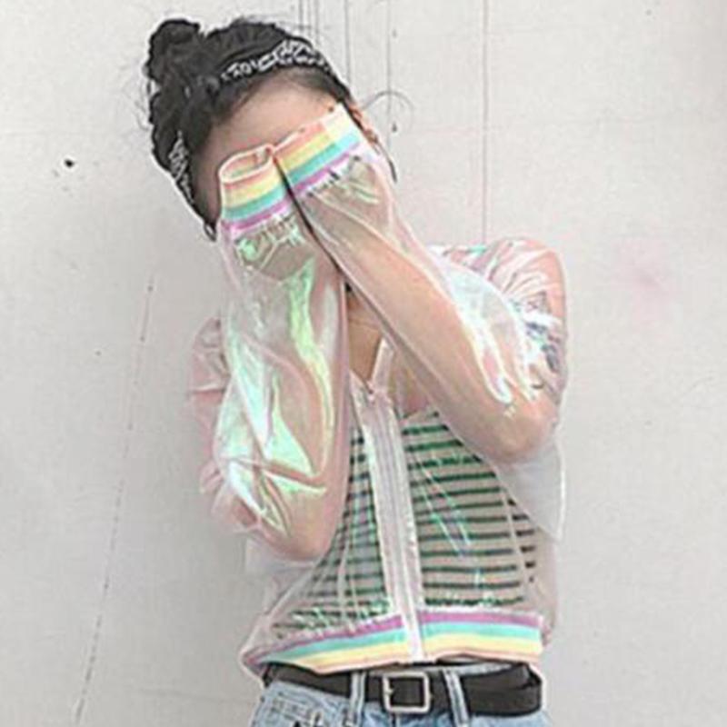 Women's Jackets Women Harajuku Summer Jacket Laser Rainbow Symphony Hologram Clear Iridescent Transparent Bomber Sunproof 2021, Black;brown
Women's Jackets Women Harajuku Summer Jacket Laser Rainbow Symphony Hologram Clear Iridescent Transparent Bomber Sunproof 2021, Black;brown
