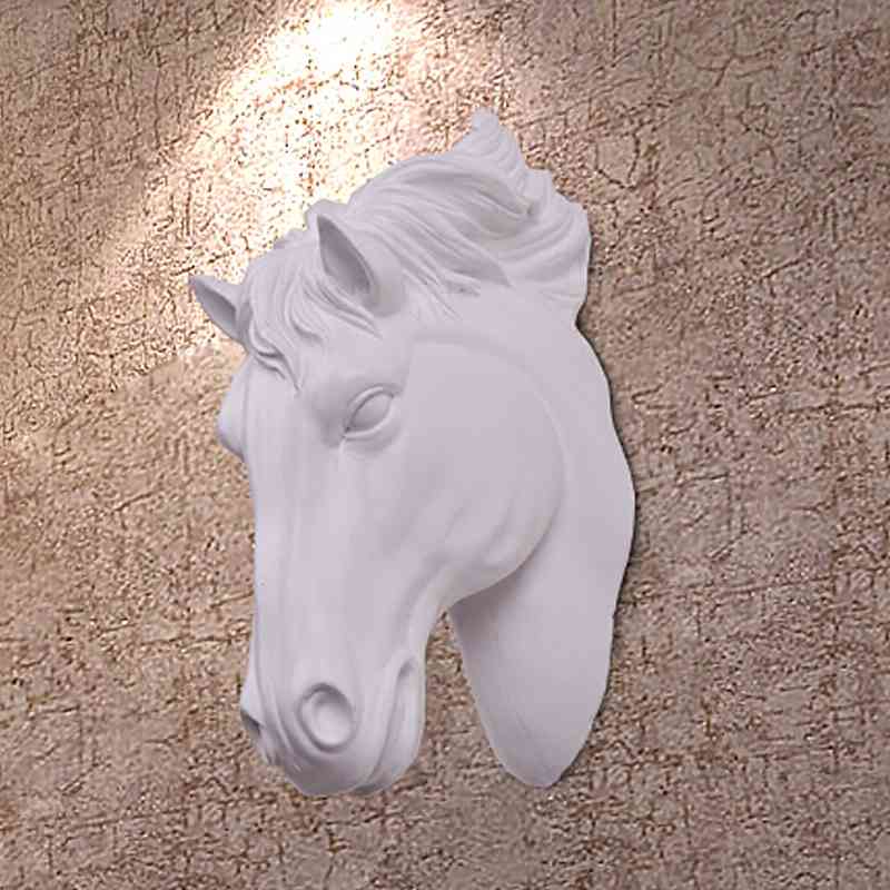 Horses Head Hangin 3D Animal Art Sculpture Figurines Resin Craft Home Living Room Wall Decorations 210414