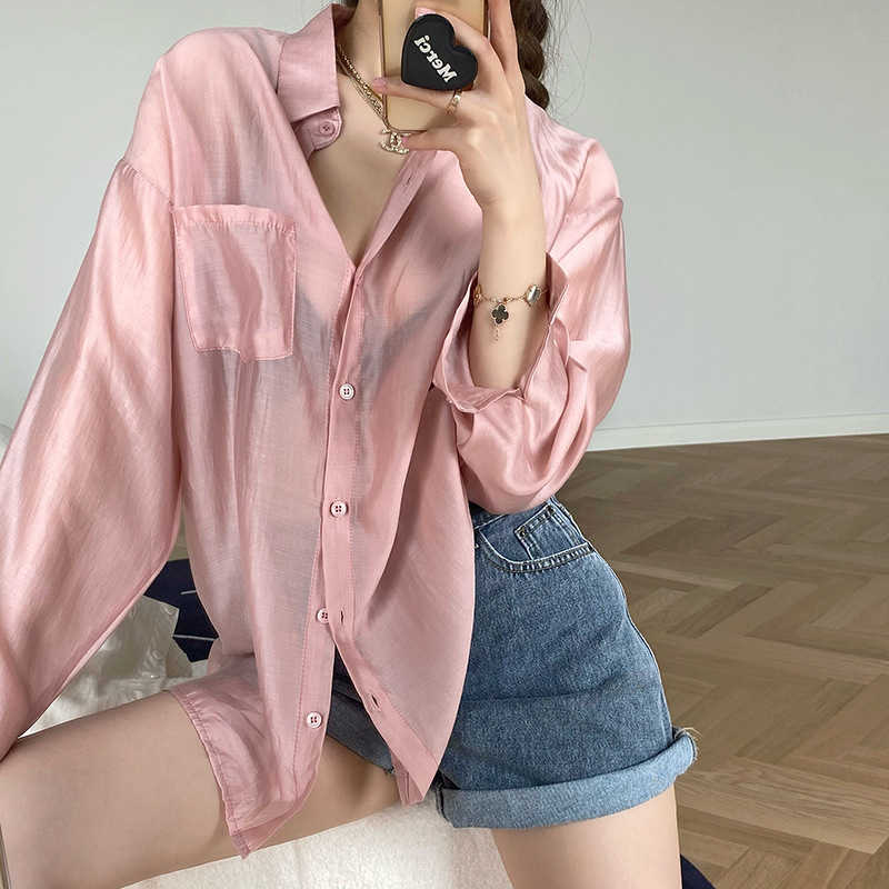 Summer 4 Color Long-sleeved Sunscreen Tops Blouse Women Korean Loose Casual Fashion Shirt Cardigan 3895 210607, Pink
Summer 4 Color Long-sleeved Sunscreen Tops Blouse Women Korean Loose Casual Fashion Shirt Cardigan 3895 210607, Pink