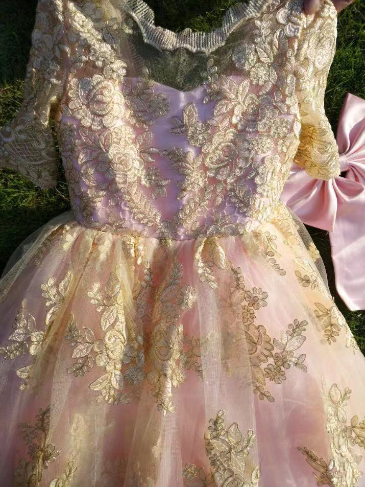 2021 Gold Glitz Ball Gown Princess Little Girls Pageant Dresses Fuchsia Little Baby Camo Flower Girl Dresses for Wedding with Big Bow