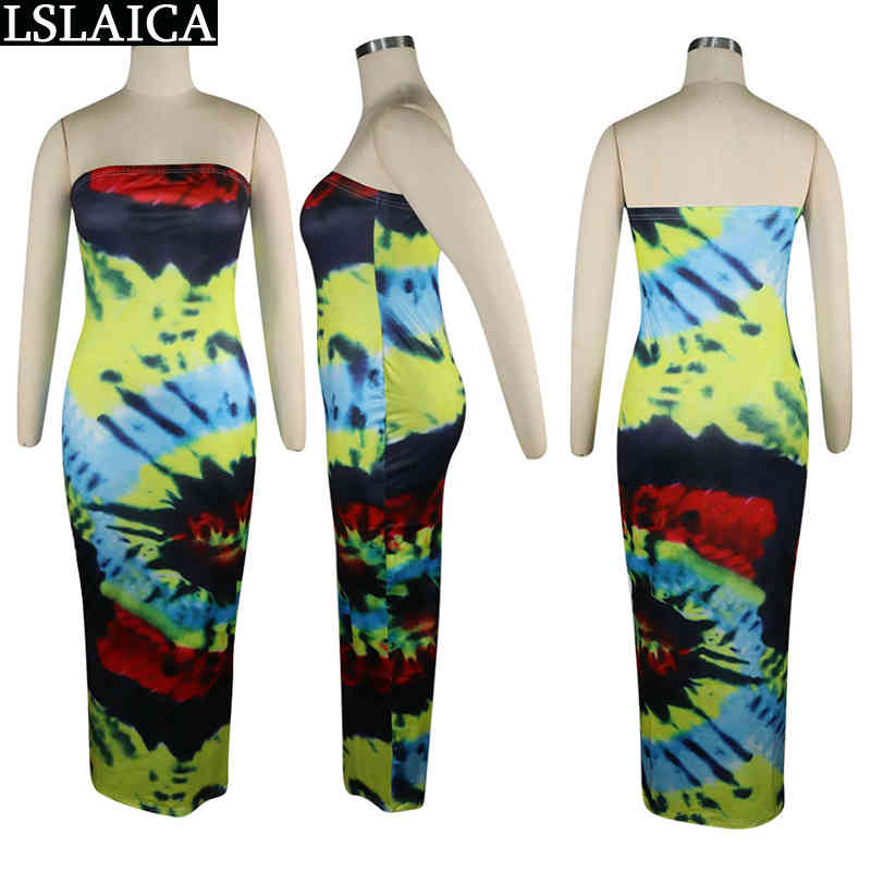 Dresses for Women Party Off Shoulder High Waist Fashion Sexy Tie Dye Summer Elegance Maxi Female 210515