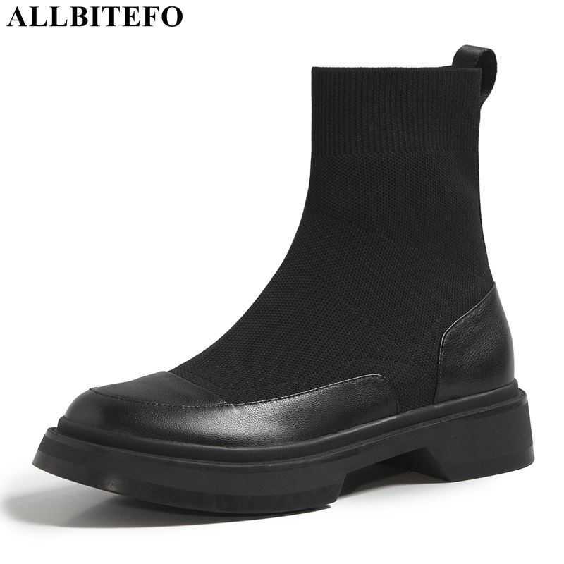 ALLBITEFO high quality genuine leather+knitting thick heels ankle boots for women thick heels party women heels women boots 210611, As picture
ALLBITEFO high quality genuine leather+knitting thick heels ankle boots for women thick heels party women heels women boots 210611, As picture