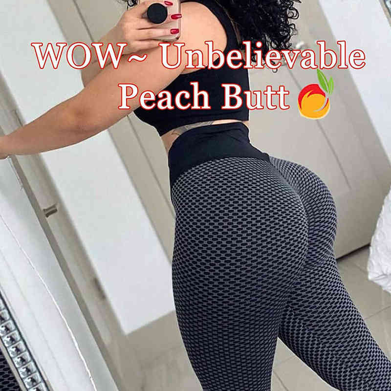 Textured Leggings Women High Waist Fitness Workout Female Breathable Push Up Leggins Anti-Cellulite Pants For 211215