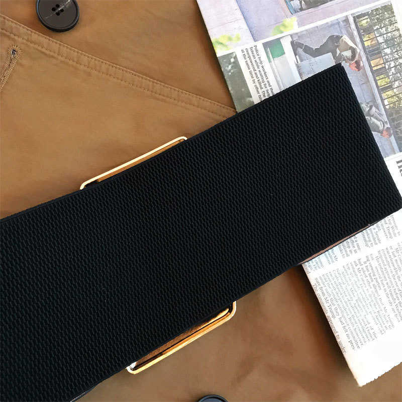 Width 9cm Black Faux Leather Wide Waist Belt Women Fashion Pu Elastic Waistband Corset Belts For Coats High Waist Belt