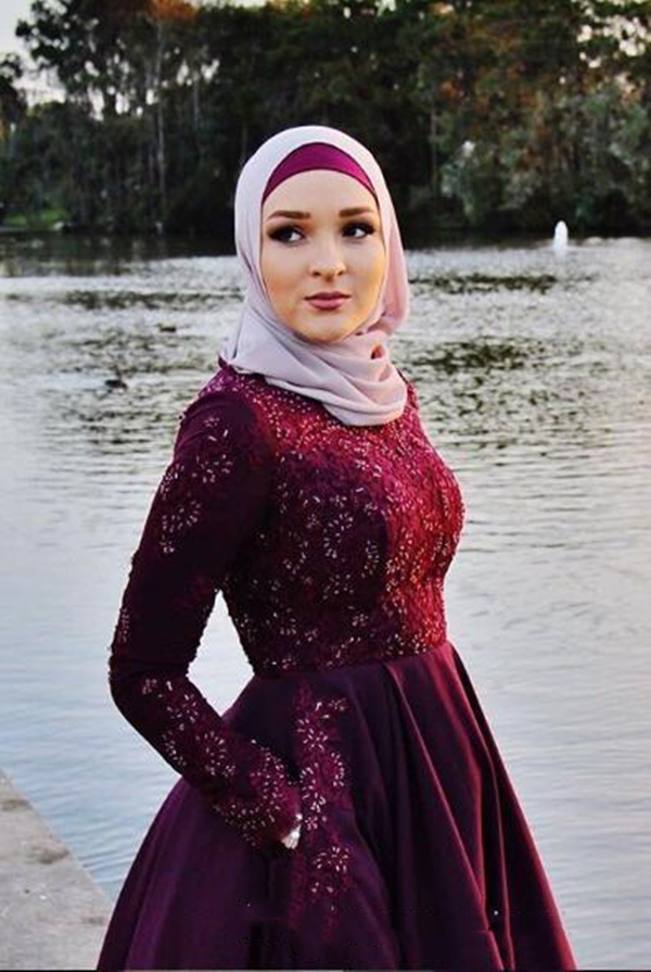 Modest Grape Muslim Kaftan Formal Evening Dresses With Pockets A Line Full Sleeve Long Prom Party Gowns Islamic Women Hijab Reception Dress Occasion