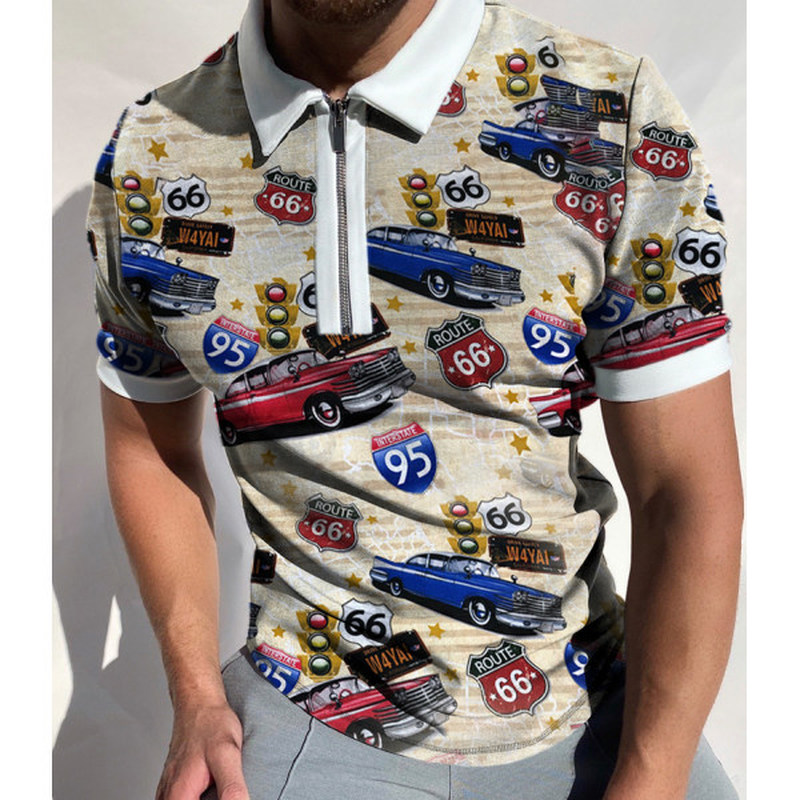 Blue car pattern men's zipper polo shirt, high quality, comfortable, breathable, fashionable and cool, daily business trip, work party, White;black
Blue car pattern men's zipper polo shirt, high quality, comfortable, breathable, fashionable and cool, daily business trip, work party, White;black