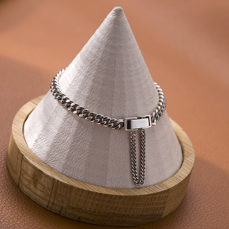 Sterling Fashion Vintage Tank Chain Thai Sier Bracelet for Women Men Adjustable Bracelets Jewelry S-B407