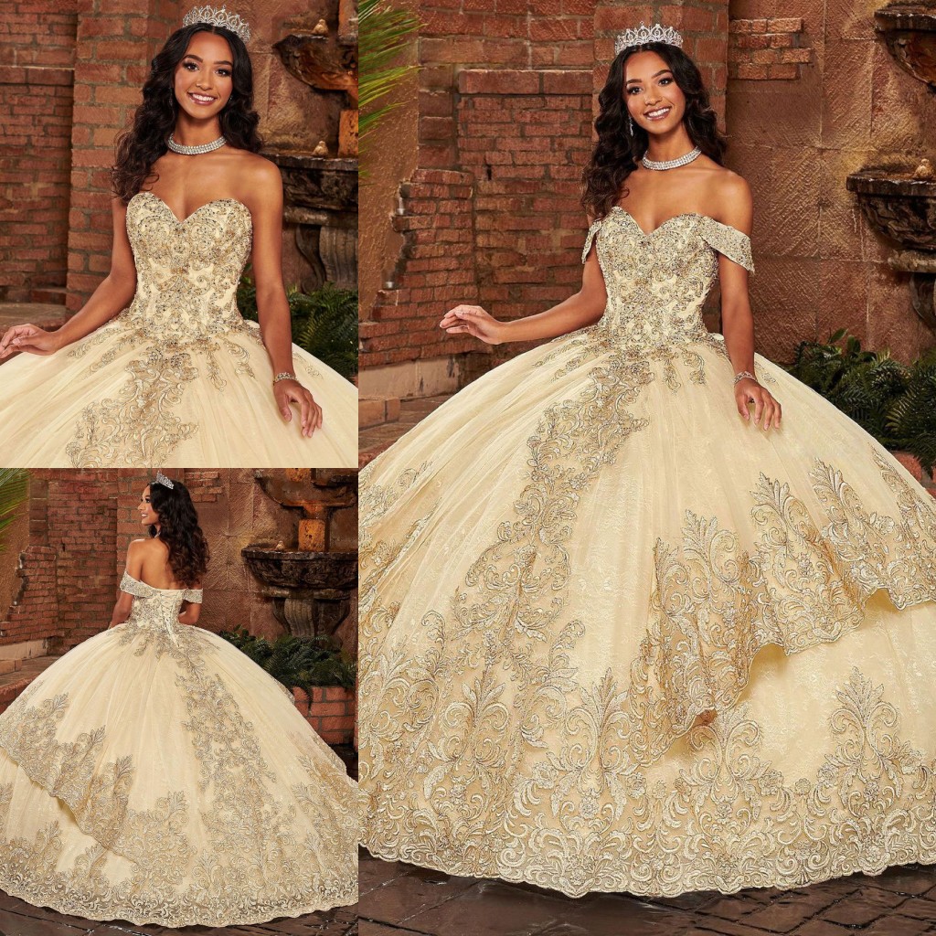 Stunning Lace Appliqued Ball Gown Quinceanera Dresses Sequined Off The Shoulder Neck Prom Gowns Floor Length Tulle Tiered Sweet 15 Masquerade Dress, Yellow
Stunning Lace Appliqued Ball Gown Quinceanera Dresses Sequined Off The Shoulder Neck Prom Gowns Floor Length Tulle Tiered Sweet 15 Masquerade Dress, Yellow