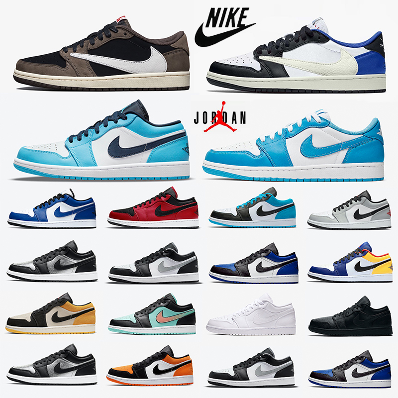 Nike air jordan 1 low retro 1s mens basketball shoes Travis scott x fragment University Blue unc Jumpman Chicago Silver Bred Toe men women trainers sports sneakers, Color#35