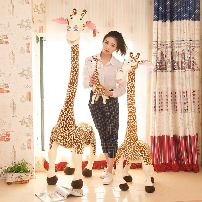 Simulation Madagascar Giraffe Plush Toys Standing Forest Animal Exquisite Patterns Cute Expression Bedding Cushion Kids Pillow 220217