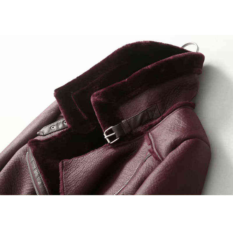 Fur Locomotive Retro with Belt Riding Winter Women's Jacket Long-sleeved Lapel Padded Warm Black Zip Chic Female Coat Tops 211117