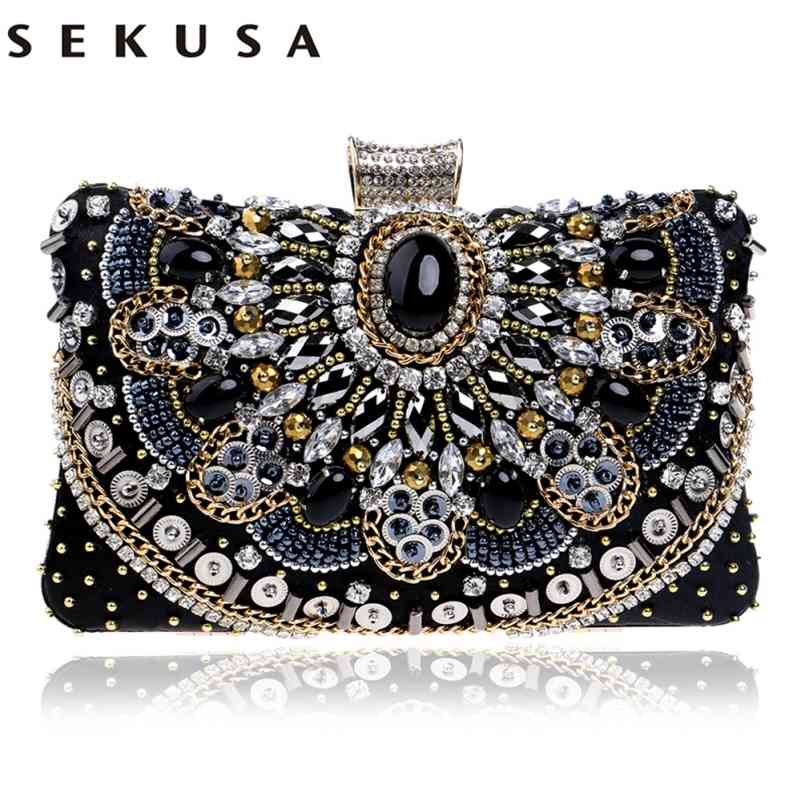 SEKUSA Sale Small Beaded Clutch Purse Elegant Black Evening Bags Wedding Party Handbag Metal Chain Shoulder 210823, Ym1127black
SEKUSA Sale Small Beaded Clutch Purse Elegant Black Evening Bags Wedding Party Handbag Metal Chain Shoulder 210823, Ym1127black