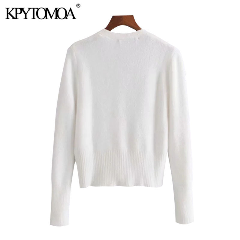 Women Fashion Soft-feel Cropped Knitted Cardigan Sweater Long Sleeve Buttons Female Outerwear Chic Tops 210420