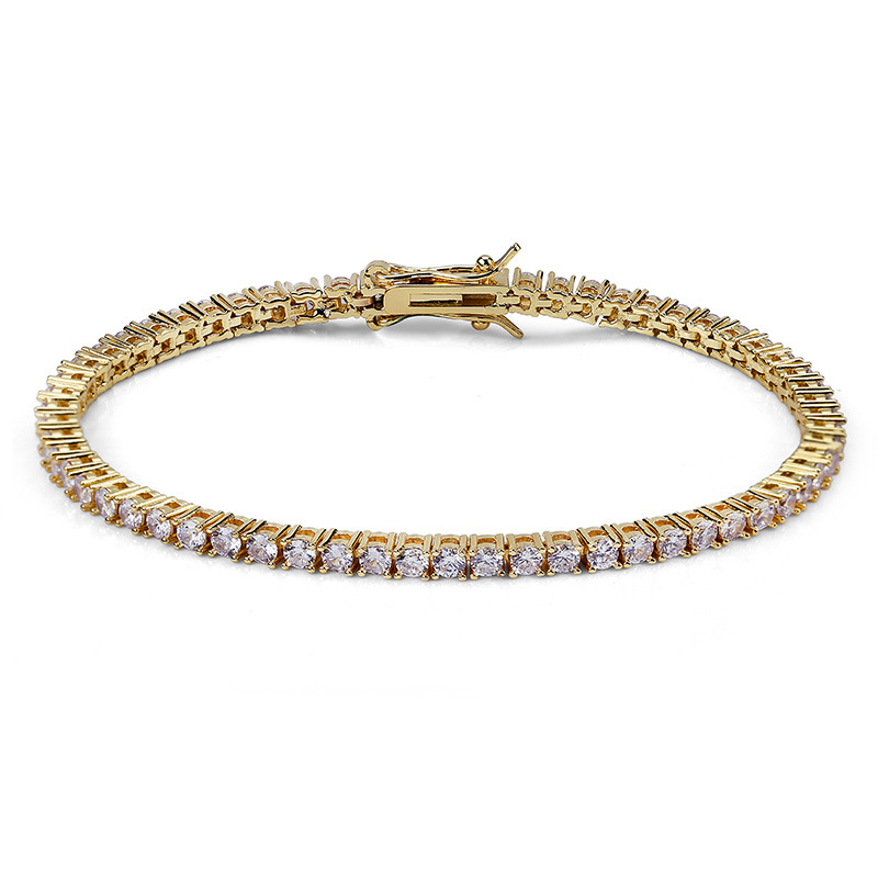 Mens Rose Gold Tennis Bracelets Iced Out Chain Fashion Hip Hop Bracelet Jewelry 3mm