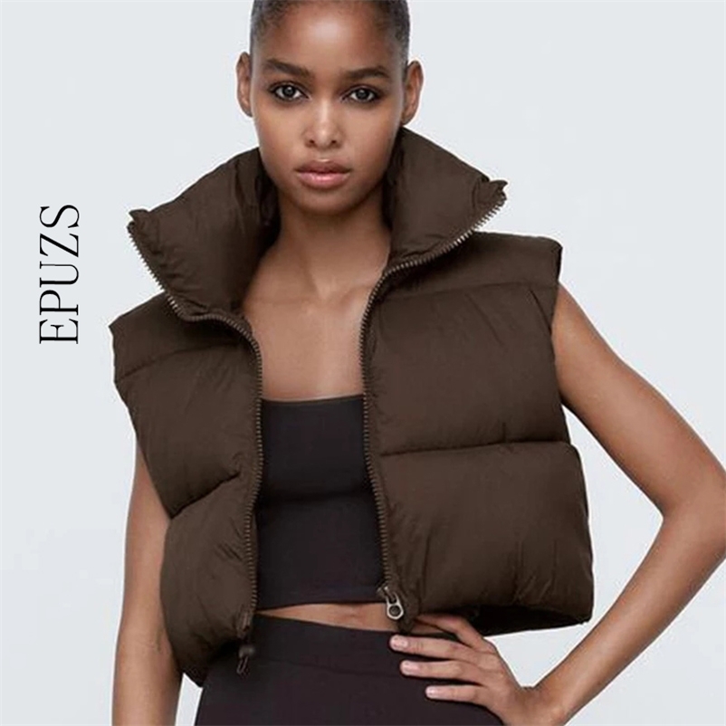 ZA Stand Collar Cotton Vests coat Women Elegant Solid Simple Zipper Coats Casual High Waisted Ladies 210521, Coffee
ZA Stand Collar Cotton Vests coat Women Elegant Solid Simple Zipper Coats Casual High Waisted Ladies 210521, Coffee