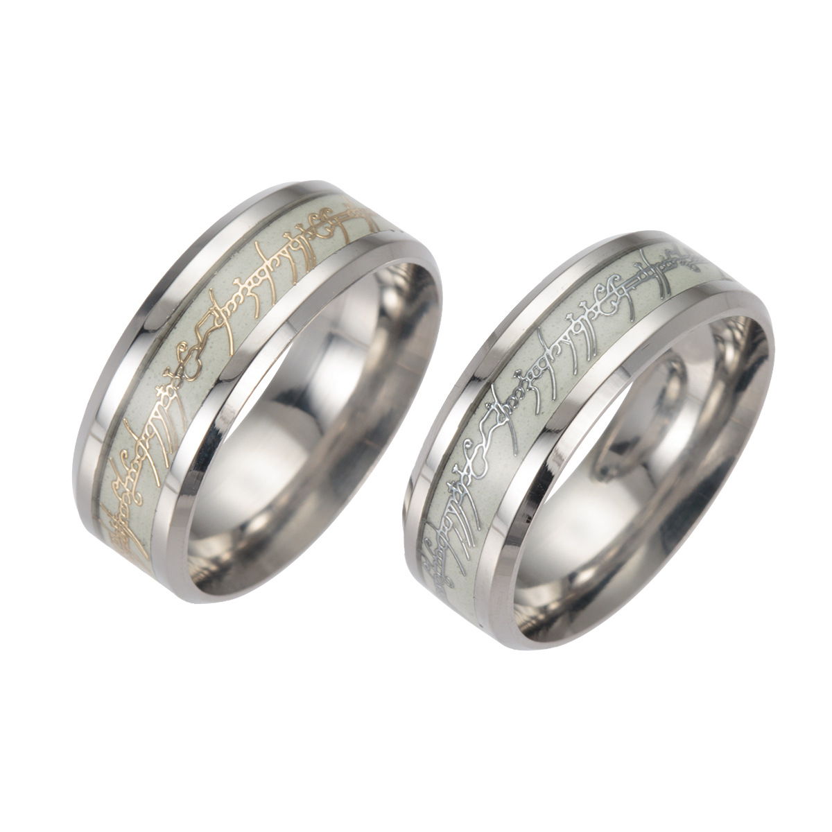 Creative Design Stainless Steel Cool Fluorescent Ring for Men Women with Letter Finger Rings Wholesale Price
