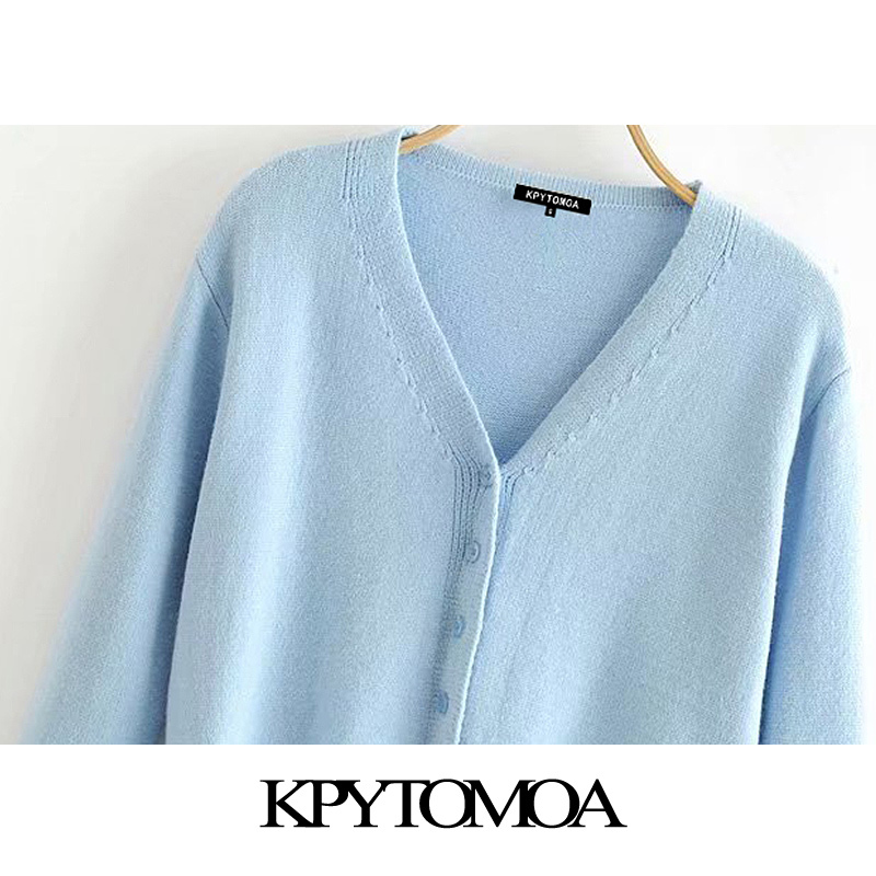 Women Fashion Single Breasted Cropped Knitted Cardigan Sweater Long Sleeve Female Outerwear Chic Tops 210420