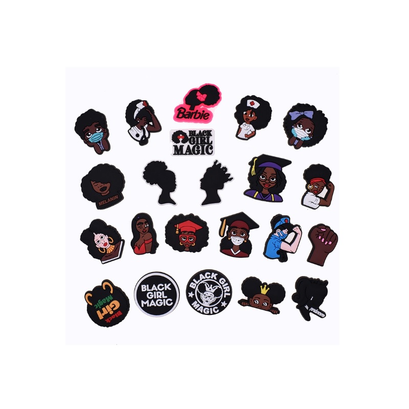 Black cute cartoon PVC Shoe Charms Buckles Action Figure Fit Bracelets Croc JIBZ accessories Wristband girls kids Gift
