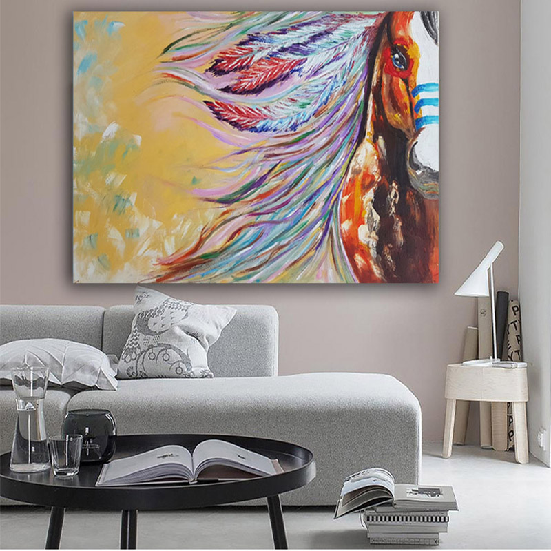 Modern Colorful Canvas Painting Sexy Horse Hair Half Face Wall Poster For Living Room Wall Art Printing Home Decor Unframed
