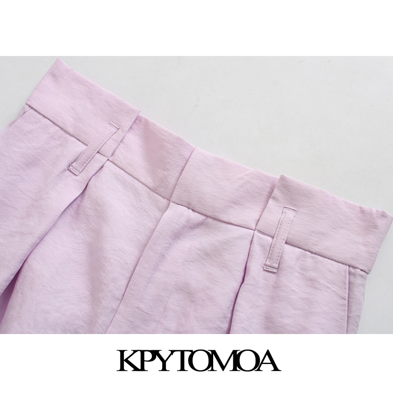Women Chic Fashion Pleated Wide Leg Pants High Waist Zipper Fly Pockets Female Trousers Pantalones Mujer 210420