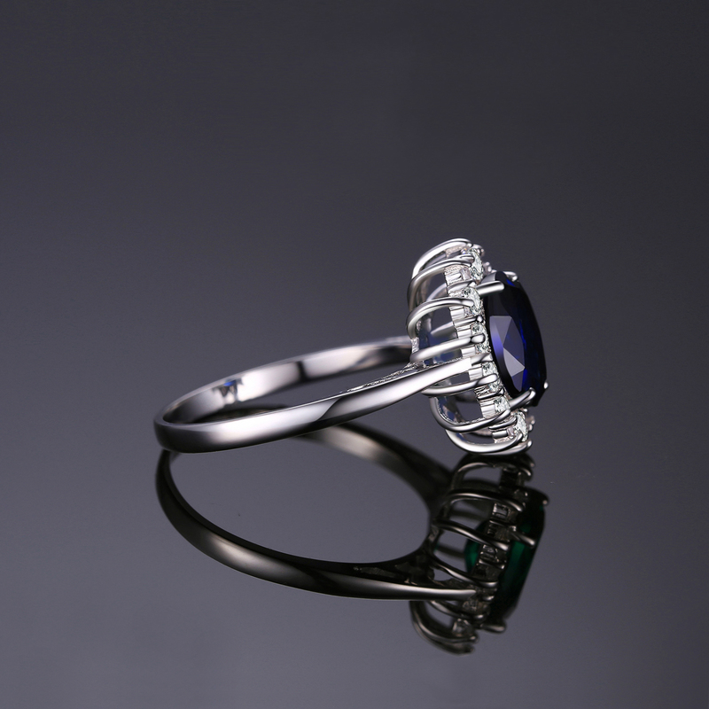JewelryPalace Princess Diana Created Blue Sapphire Engagement Ring for Women Kate Middleton Crown 925 Sterling Silver Ring 220210