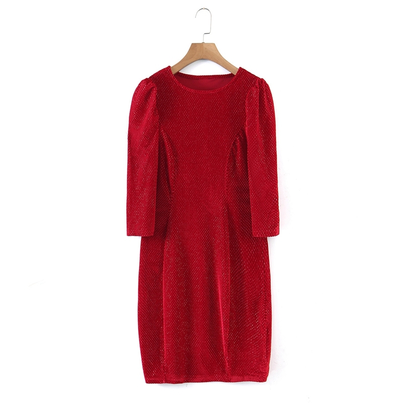 Women Fashion Velvet Dress Ladies Three Quarter Sleeve Elegant O neck Knee Length For Female Party XZ2650 210525, Red
Women Fashion Velvet Dress Ladies Three Quarter Sleeve Elegant O neck Knee Length For Female Party XZ2650 210525, Red