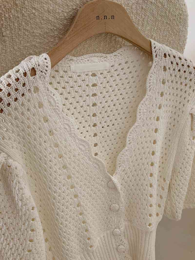 Gentle White V Neck Puff Sleeve Hook Flower Hollow Out Knitted Top Loose Temperament Single Breasted Short Cardigan 210429