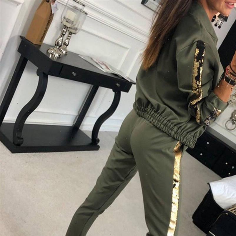 2 piece set suit casual women tracksuits autumn fashion sequin stitching jacket trousers sports pants clothes, Gray
2 piece set suit casual women tracksuits autumn fashion sequin stitching jacket trousers sports pants clothes, Gray