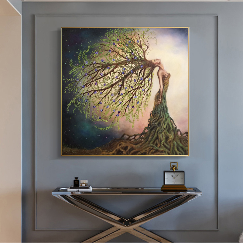 RELIABLI ART Abstract Girl Tree Hair Posters Canvas Painting Wall Art Pictures For Living Room Home Decoration Modern Prints