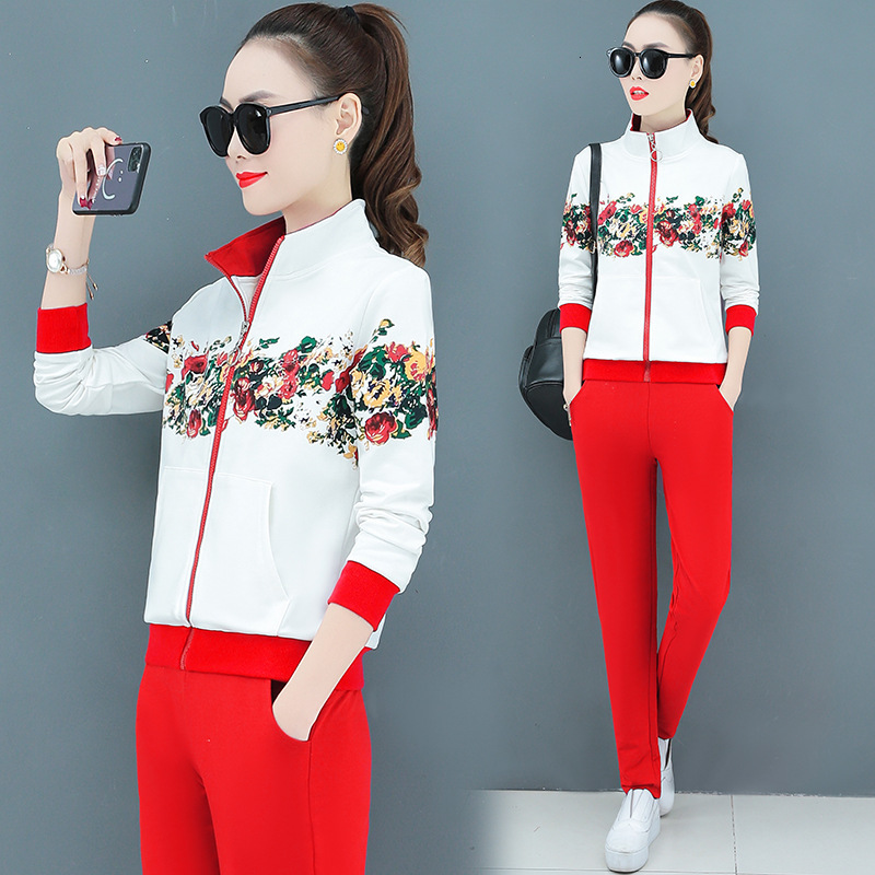 Women's Tracksuits Autumn Tracksuit Women Two Piece Set Floral Print Zipper Coat Top and Pants Sports Jogging Suit Clothing Sets S, Black suits
Women's Tracksuits Autumn Tracksuit Women Two Piece Set Floral Print Zipper Coat Top and Pants Sports Jogging Suit Clothing Sets S, Black suits