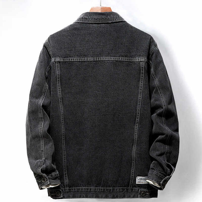 Men's denim jacket autumn Fashion lapel single-breasted youth denim jacket Men's casual letter embroidered denim jacket 210818